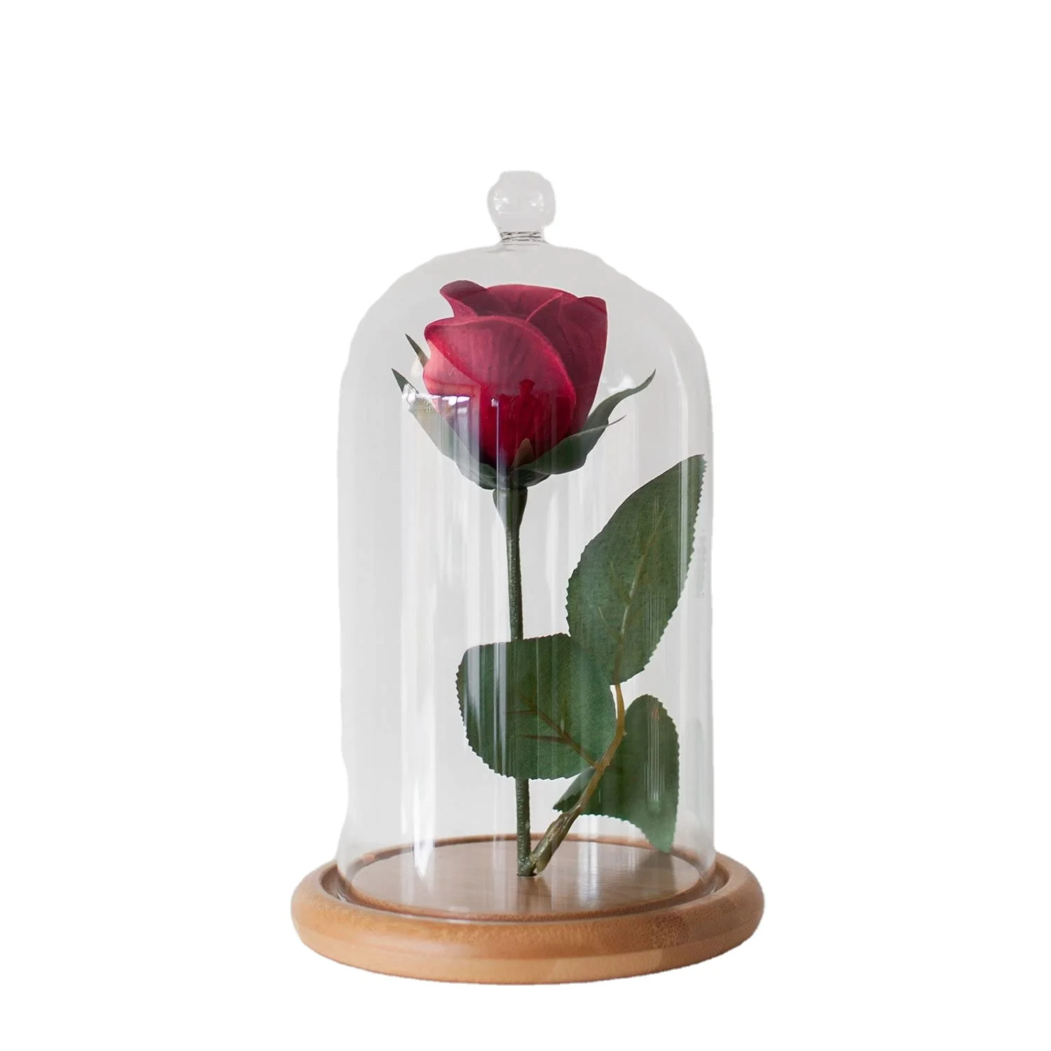 
Glass Cloche Bell Jar Display Dome with Bamboo Base glass jar with dome 
