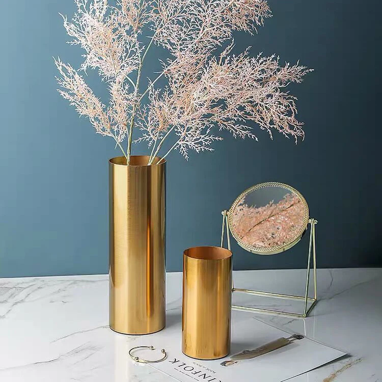 Luxury Indoor Tall Golden Metal Flower Vases/ Large Steel pot big golden & Planter for Home Decor
