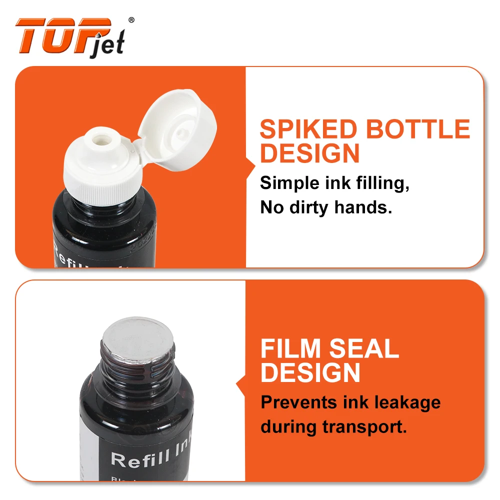 Topjet GT51 GT 51 52 53 Compatible Bottle 53XL GT52 GT53 GT53XL Water Based Refill Ink Tinta for HP 415 5810 Printer