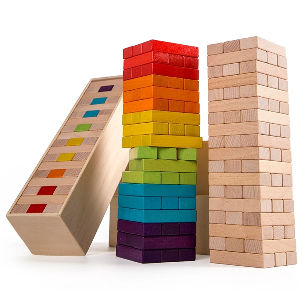Wooden Building Block Sets Game Keep Balance Set for Kids and Adults Tumbling Tower