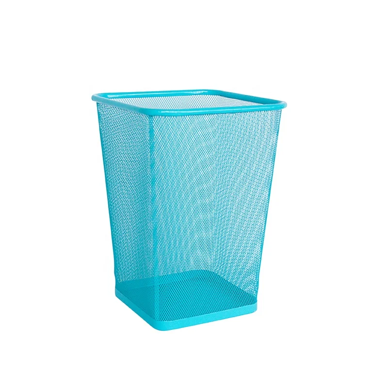 Lightweight Sturdy Recycling Can Blue Mesh Bulk Square Mesh Wastebasket Trash Can Nordic For Home Or Office Under Desk