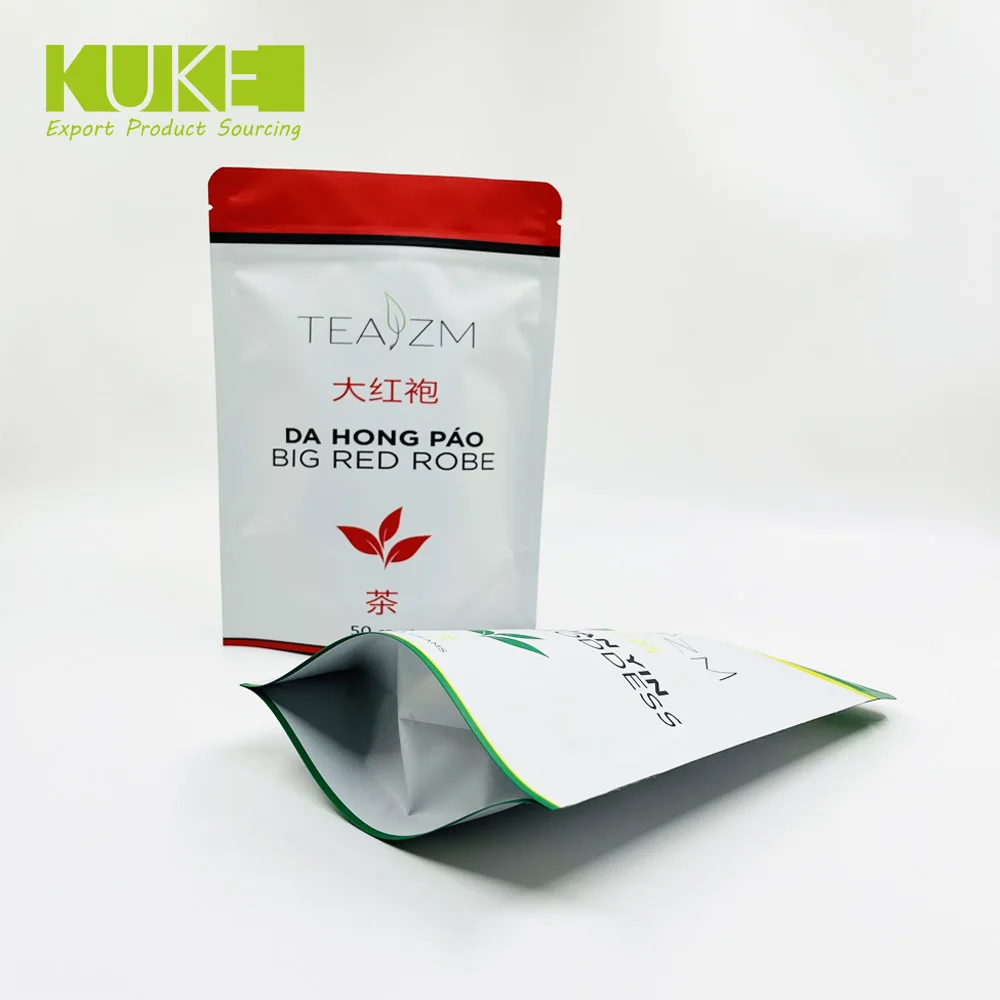 Custom resealable clear window herb powder stand up ziplock packing pouch spices seasoning packaging bag with label