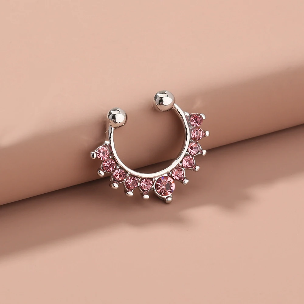 Hip hop Body piercing Copper Stud Horseshoe Rings Zircon C-shaped Nose ring Piercing Jewelry for Women