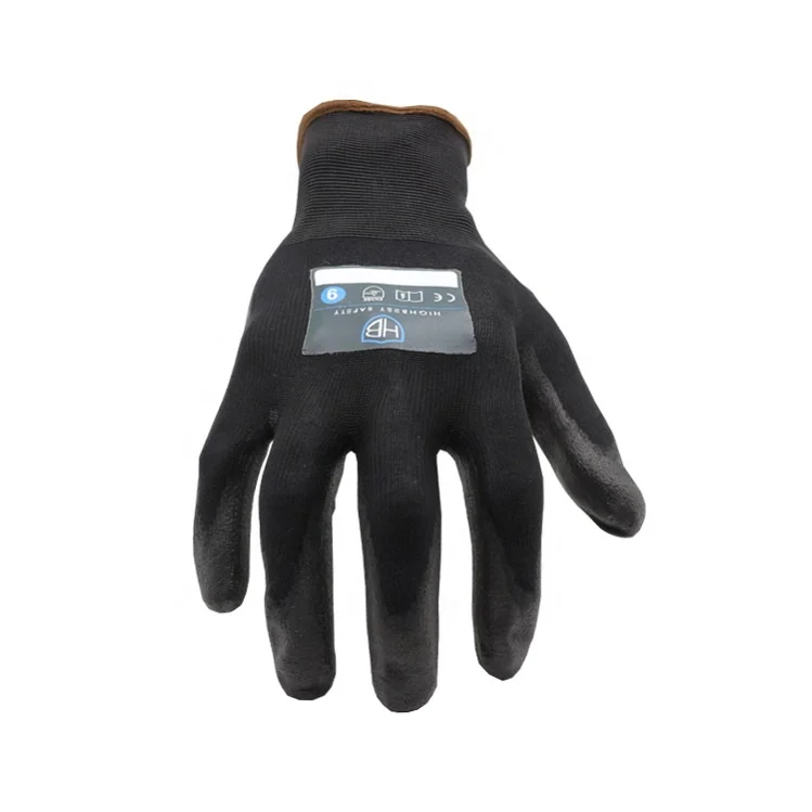 HB SAFETY Coating PU Top Work Gloves In Black CT P18 B working gloves manufacturer