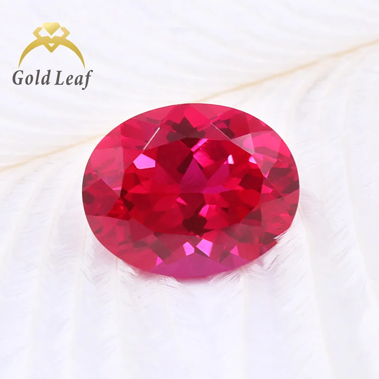 Goldleaf Jewelry Hot Sale Price Per Carat Synthetic Flux Lab Grown Ruby Stone Gemstone Oval Rose Jewelry Making Oval Cut 1 Piece