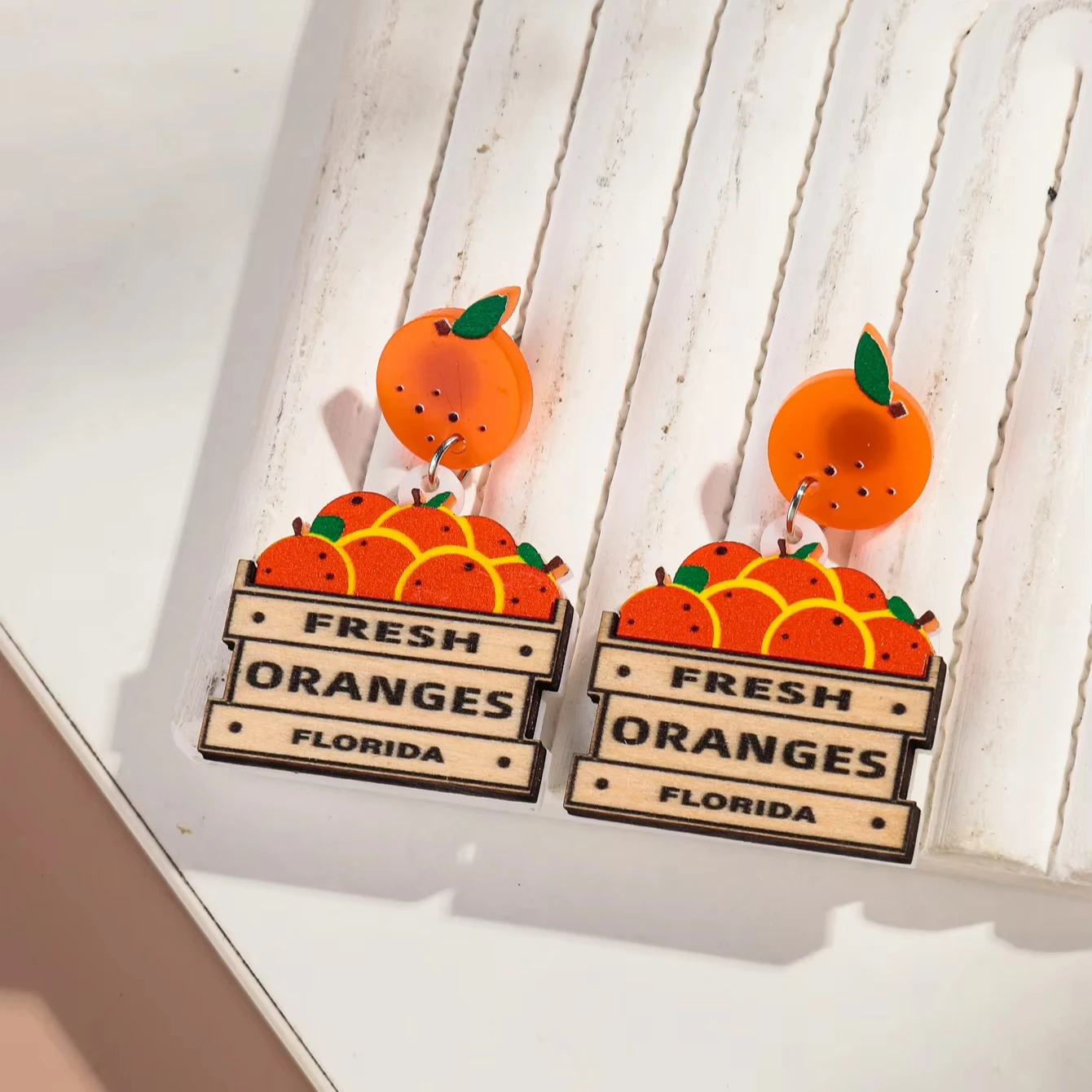 Manufacturer Direct Sales Orange Stand Earrings Personality Cute Design Fruit Acrylic Earrings For Women