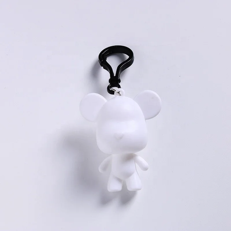 DIY 6.5cm Resin Bear Keychain Handmade Fluid Bear Home Decorations Model Coloring Toys for Kids Painting Crafts