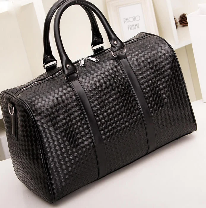New Style knit PU leather duffel bag travel hold all sport gym luggage bags
