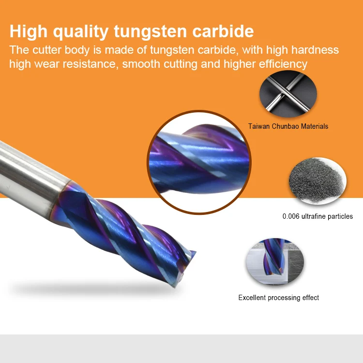 customizable 1/2 1/4 3/4 1/8 inch endmills micro grain carbide end mill 1/4inch