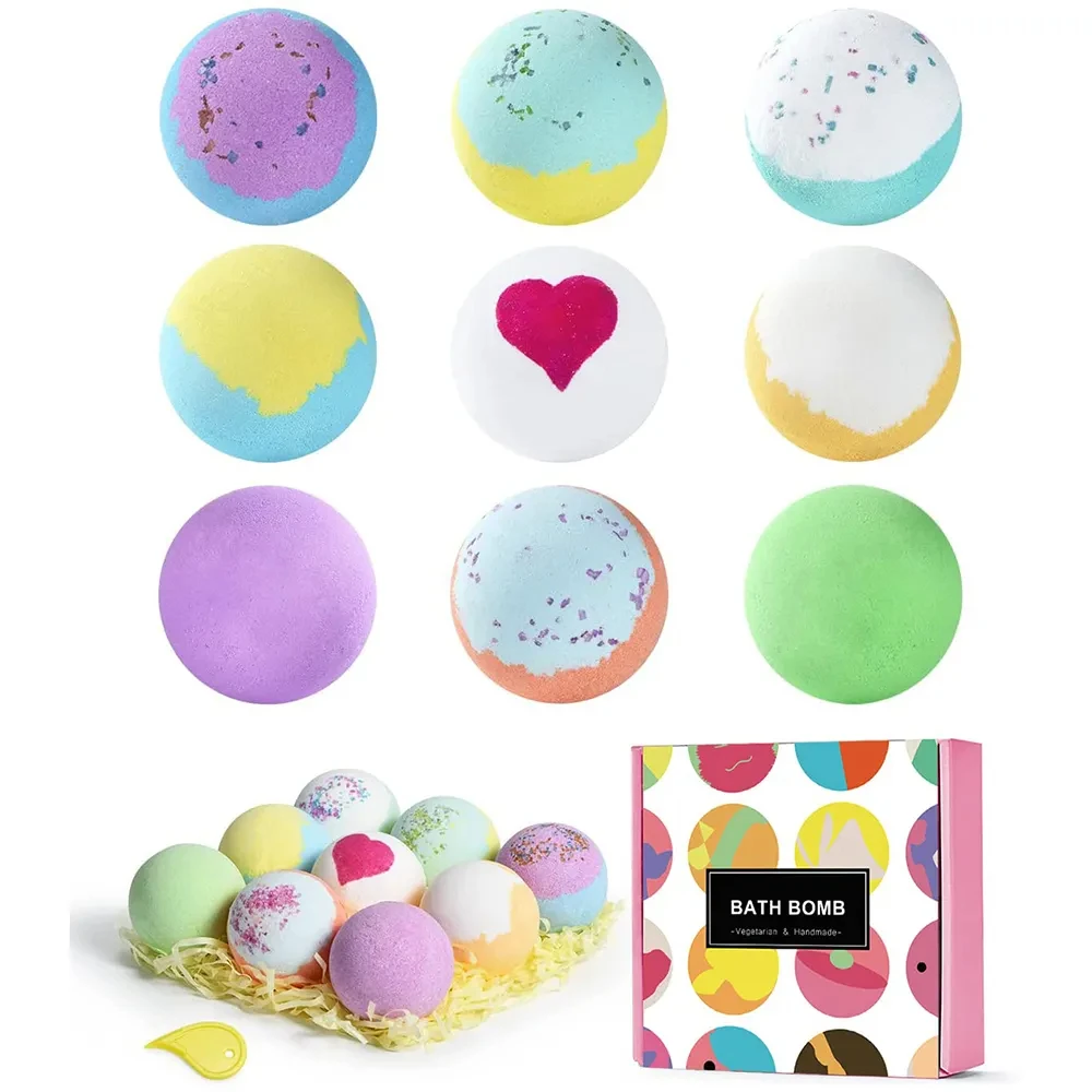 Custom 12pcs Mica Powder Bath Salt Print Dried Flower Bath Bomb Of Bath Bomb Set