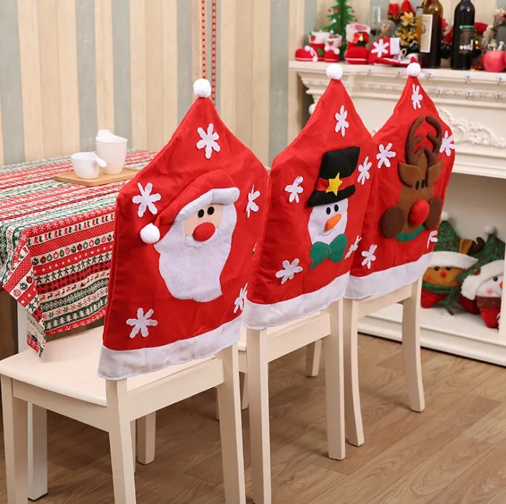 2022 Christmas Non Woven Fabric Chair Decoration Christmas Table Decor Chair Covers for Christmas Home Decorations Supplies