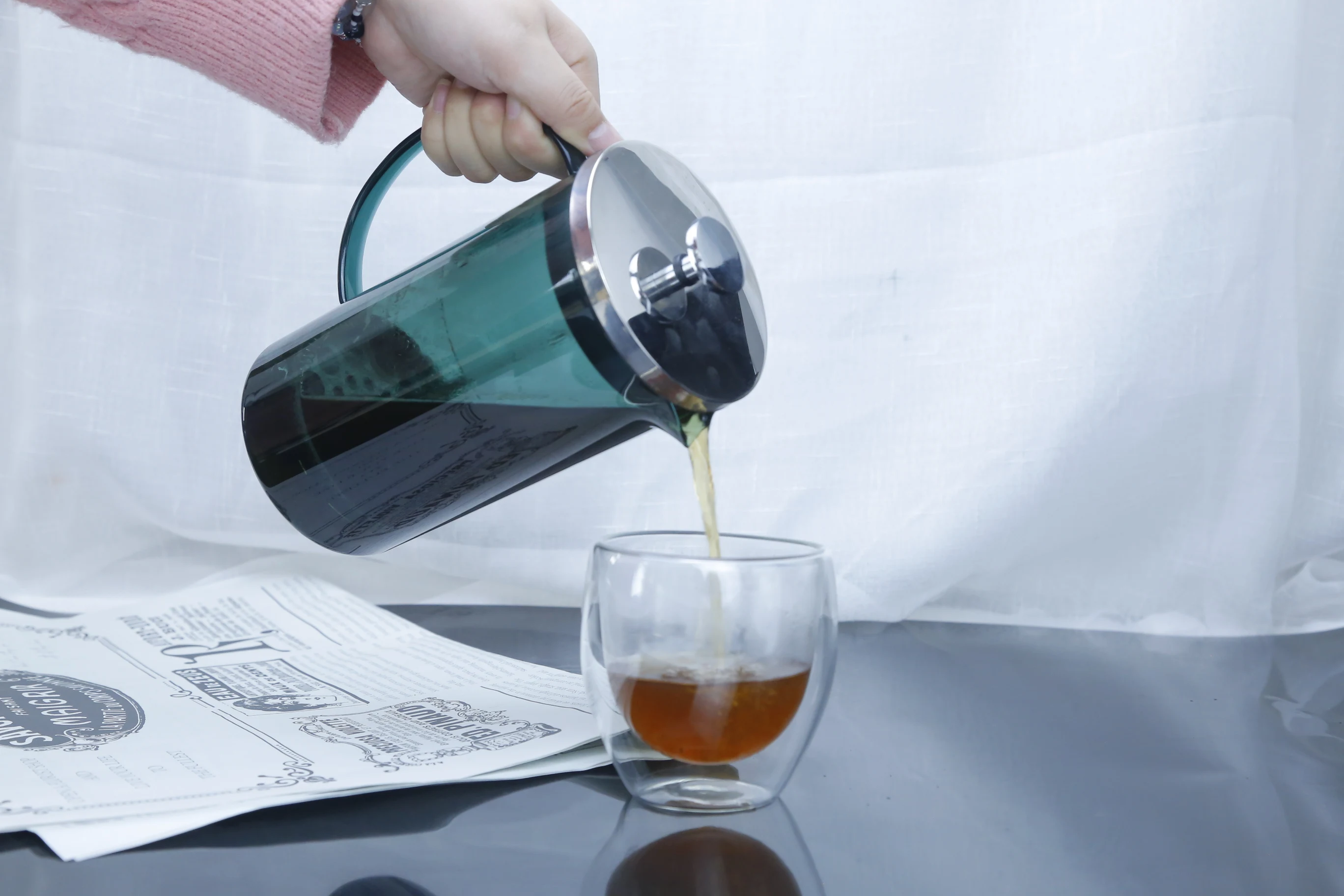 coffee maker custom logo glass french coffee press