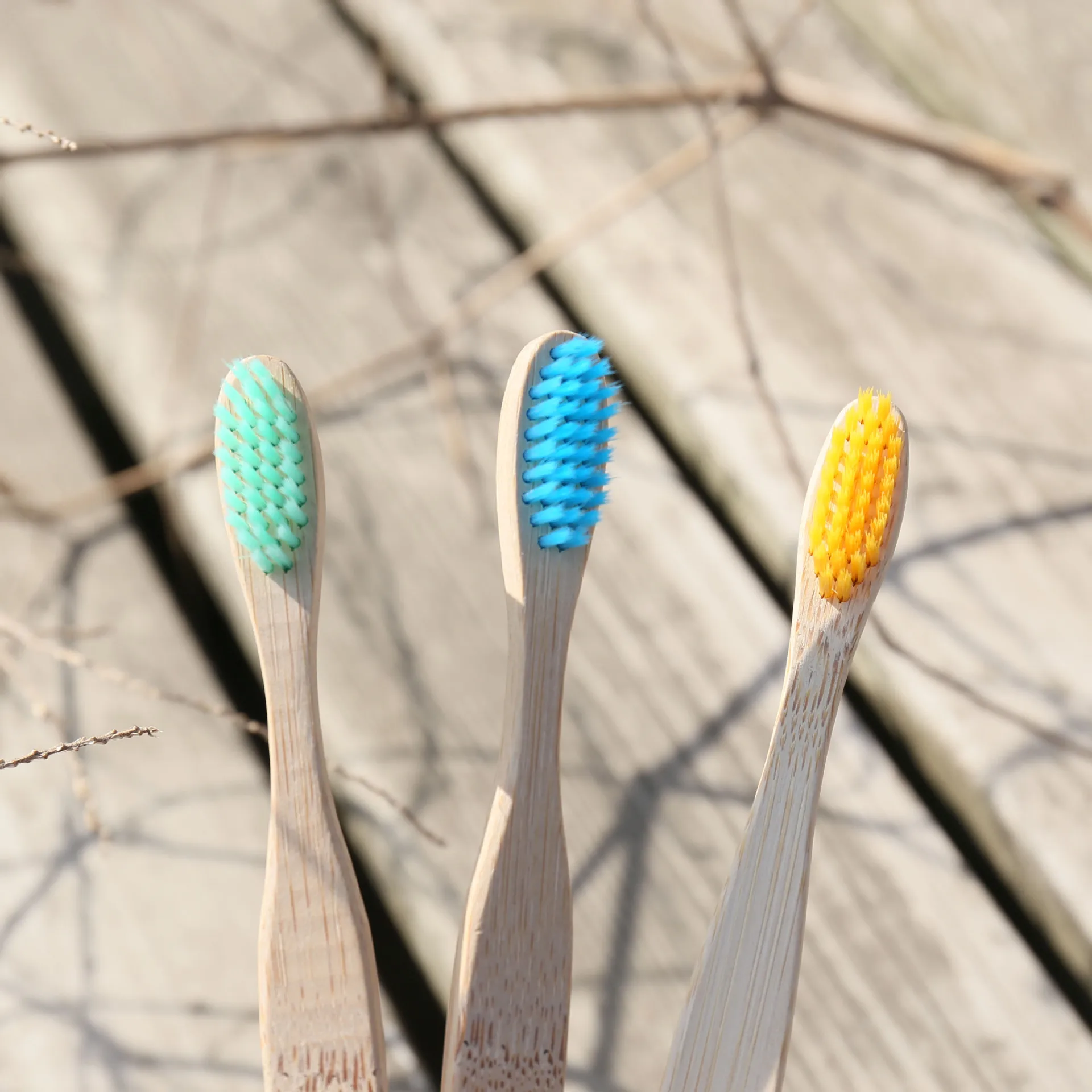 Wholesale 100% Natural Biodegradable Organic custom rainbow bamboo toothbrush kids with free sample