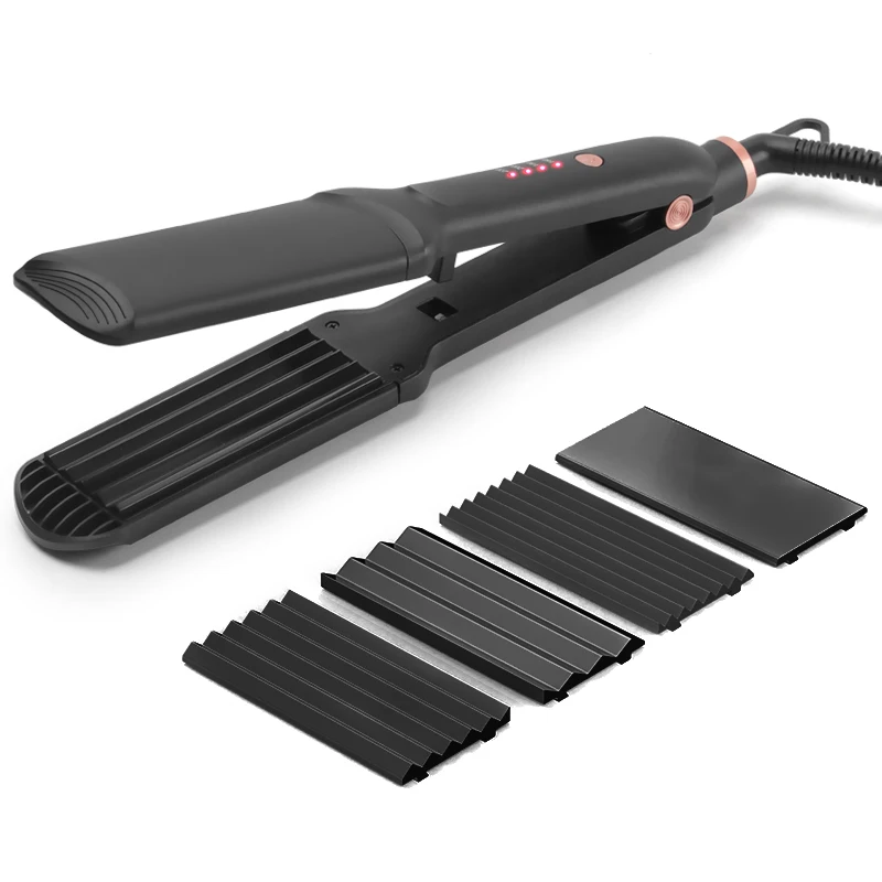 Flat Iron PTC Heating 4 or 3 in 1 Interchangeable Plates Professional Straightener and Curler