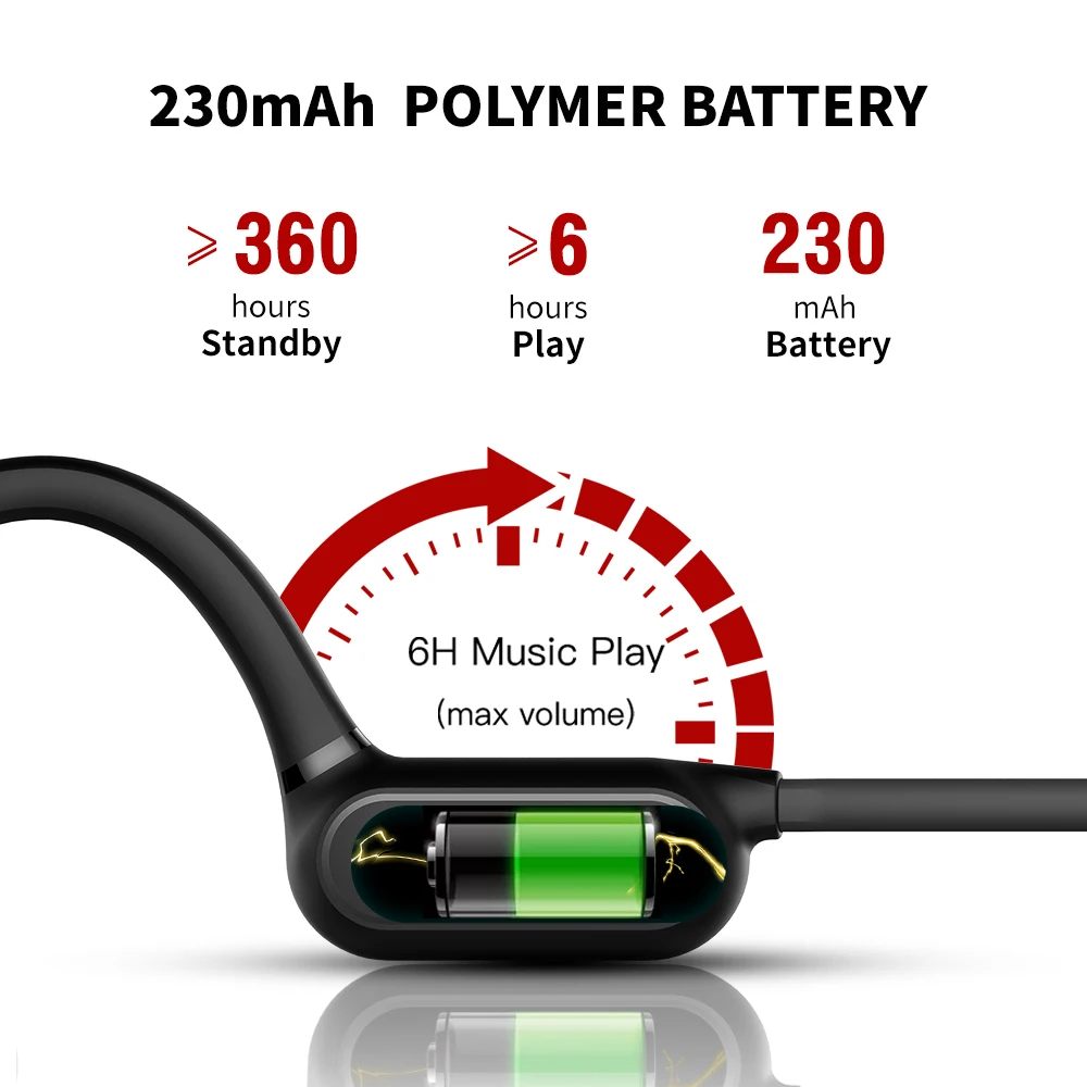 waterproof bluetooths wireless handsfree headphones bone conduction with mic bass stereo ear hook earphone