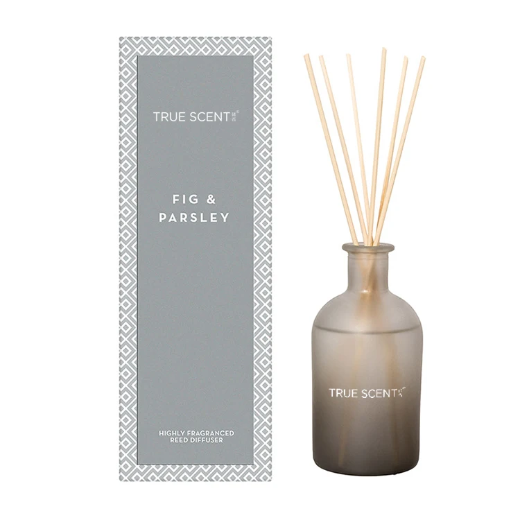 Customized Luxury 200ml 220ml Frosted Reed Diffuser Gift Set With Rattan Sticks