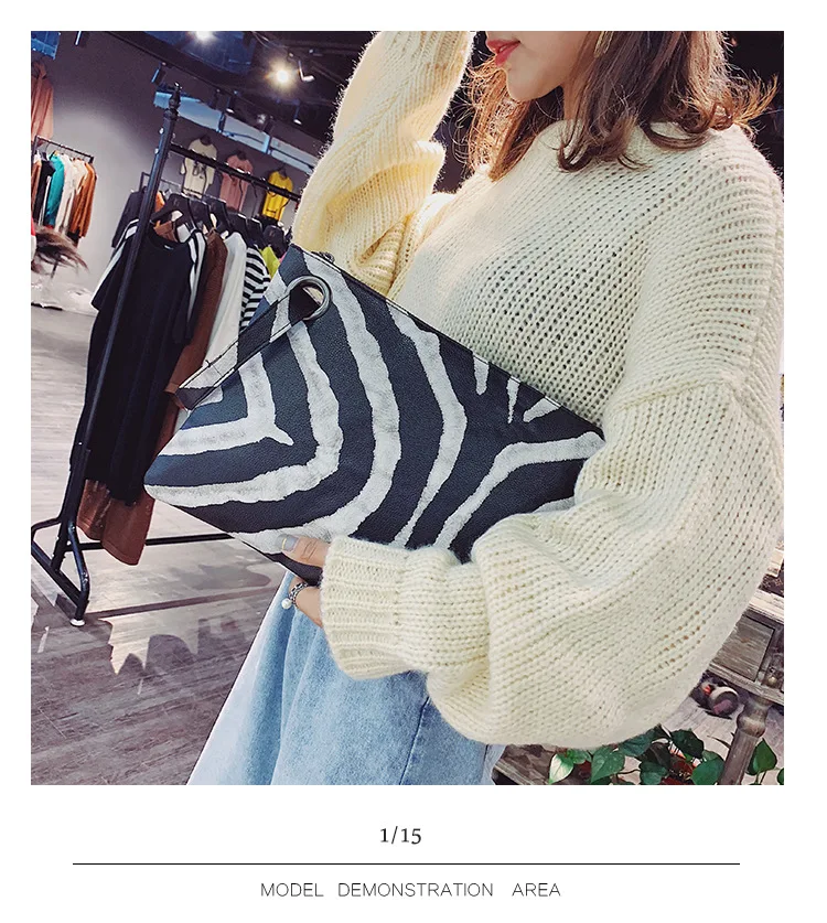 Женская модная кожаная сумка-конверт на запястье, клатч