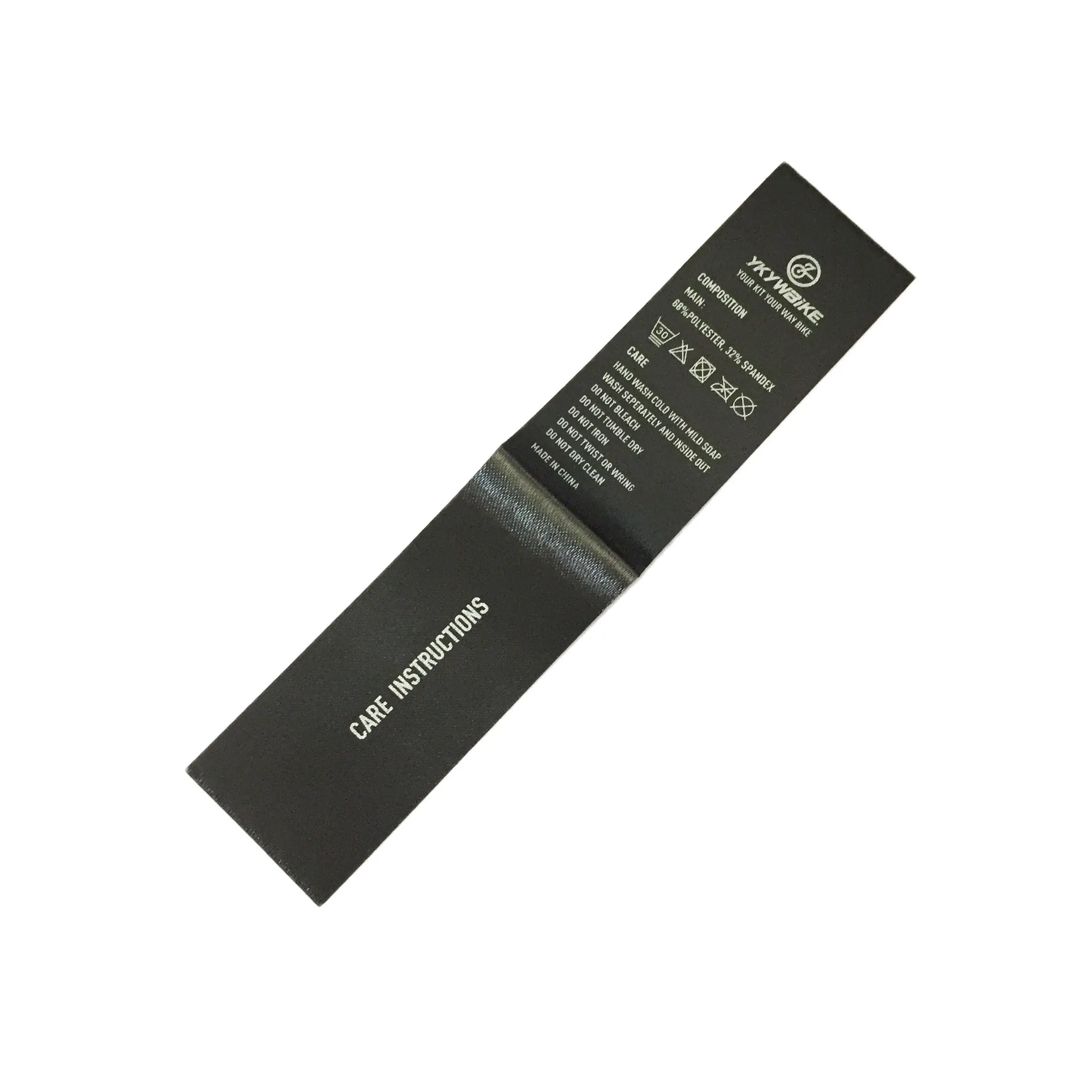 Customized Printed Brand Silver Color Logo Washing Care Polyester Printing Satin Label for Garment