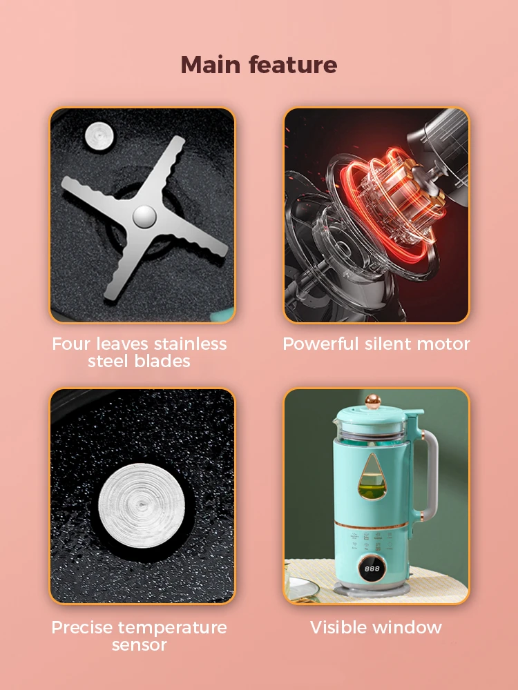 Soy Milk Machine Electric Juicer Blender Mixer Soybean Milk Maker Wall Breaking Machine Rice Paste Maker Breakfast Machine