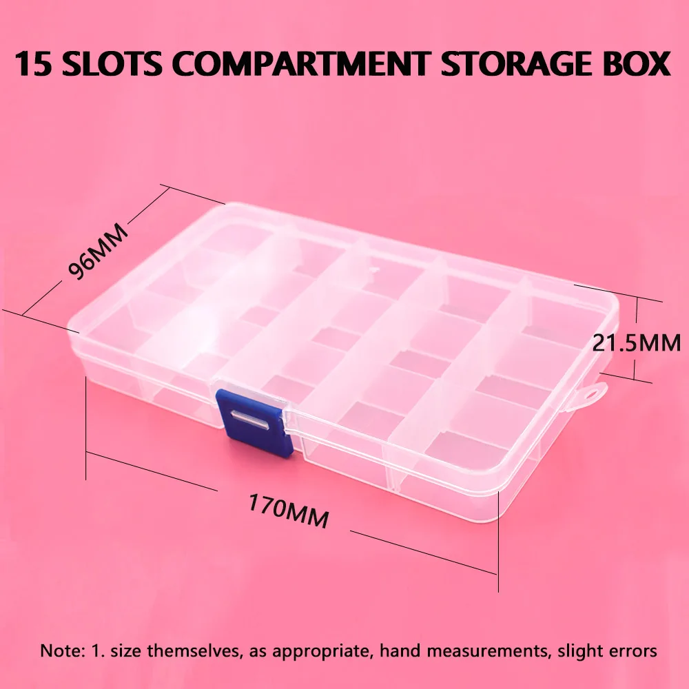Buttons Eyelets Storage Adjustable Plastic 10/15 Compartment Storage Box Jewelry Earring Bin Case Container Boxes