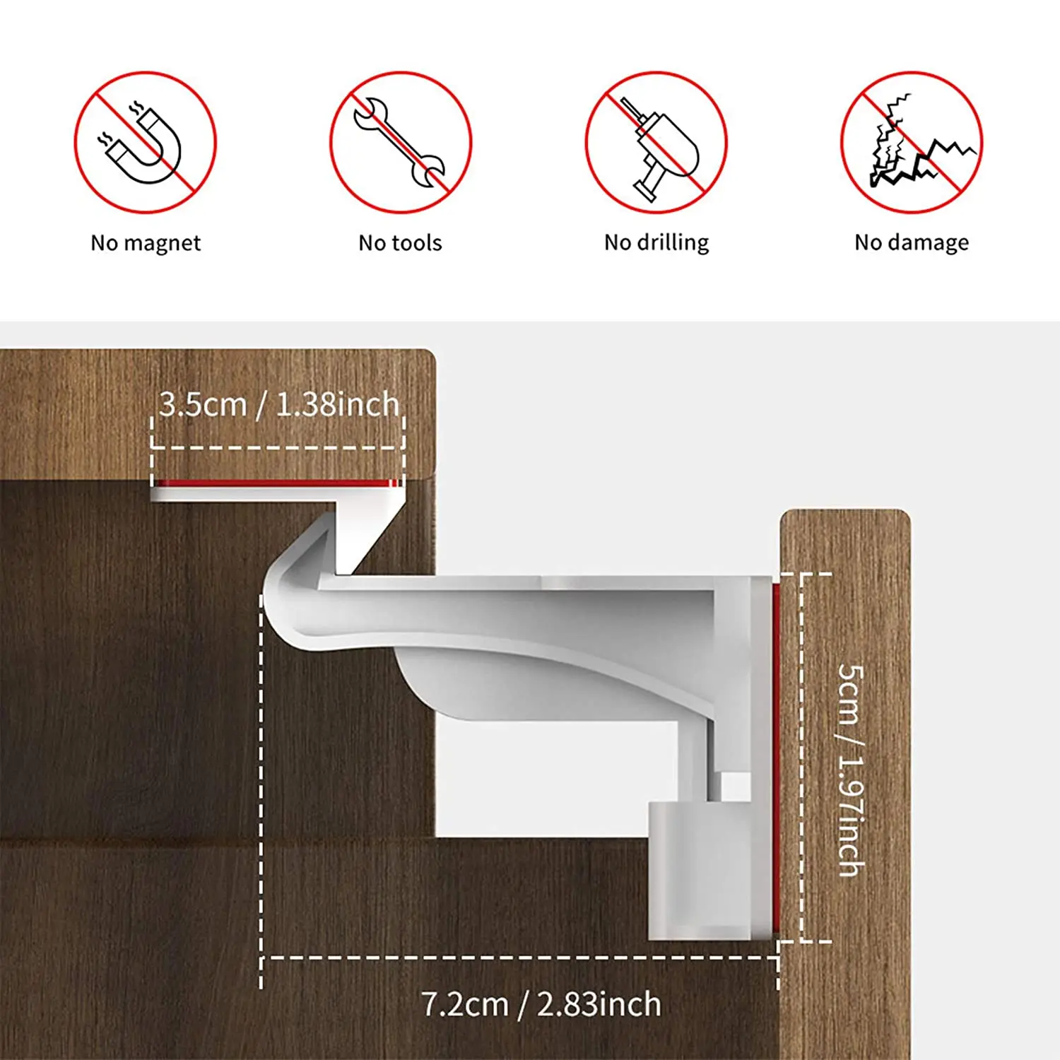 Wholesale Top Quality Fast Adhesive Cabinet Locks No Drilling Hole Child Safety Latch Baby Proofing Drawer Locks