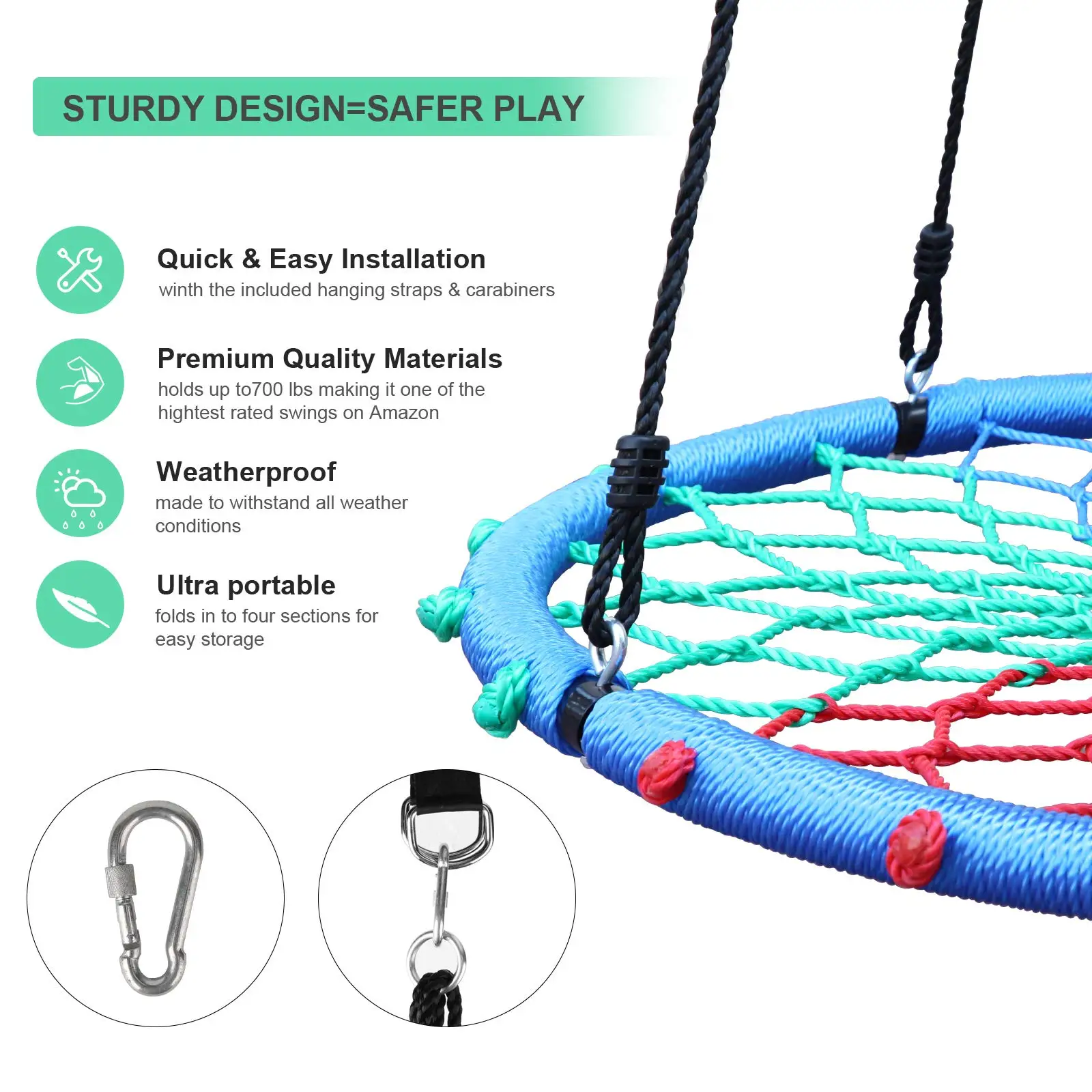 Flower Circle Park Swings Nylon rope for Yard Garden Swing Flower Circle Light