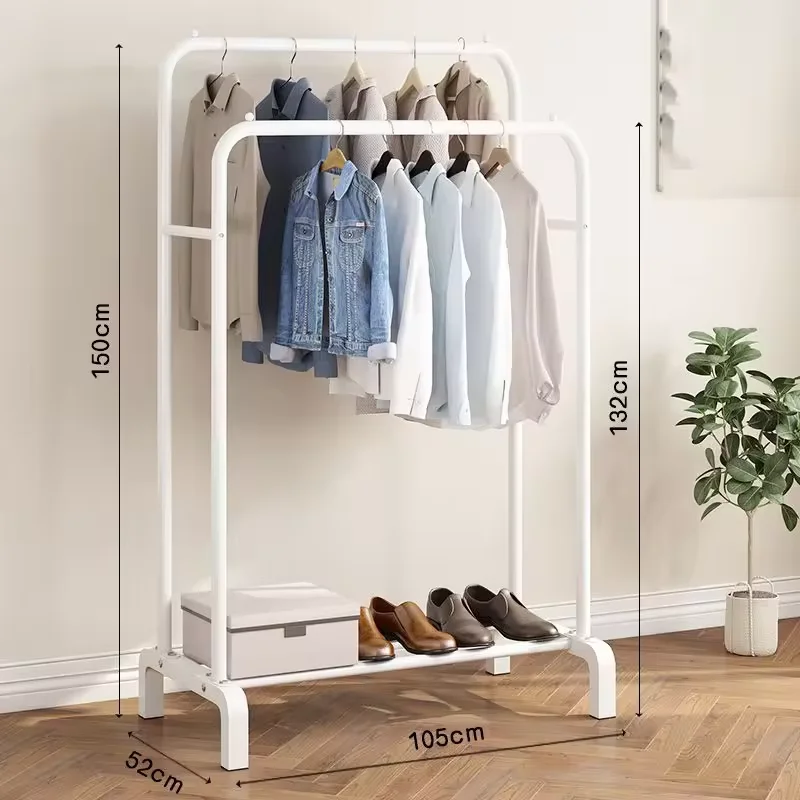 Floor bedroom household clothes rack indoor folding clothes rack double pole clothes rack