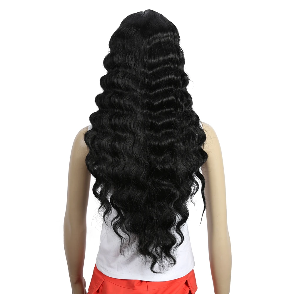 Wholesale Swiss Long 28 Inch Wavy Lace Front Wigs For Black Women Synthetic Blonde Cosplay Wig  Heat Resistant Synthetic Wigs