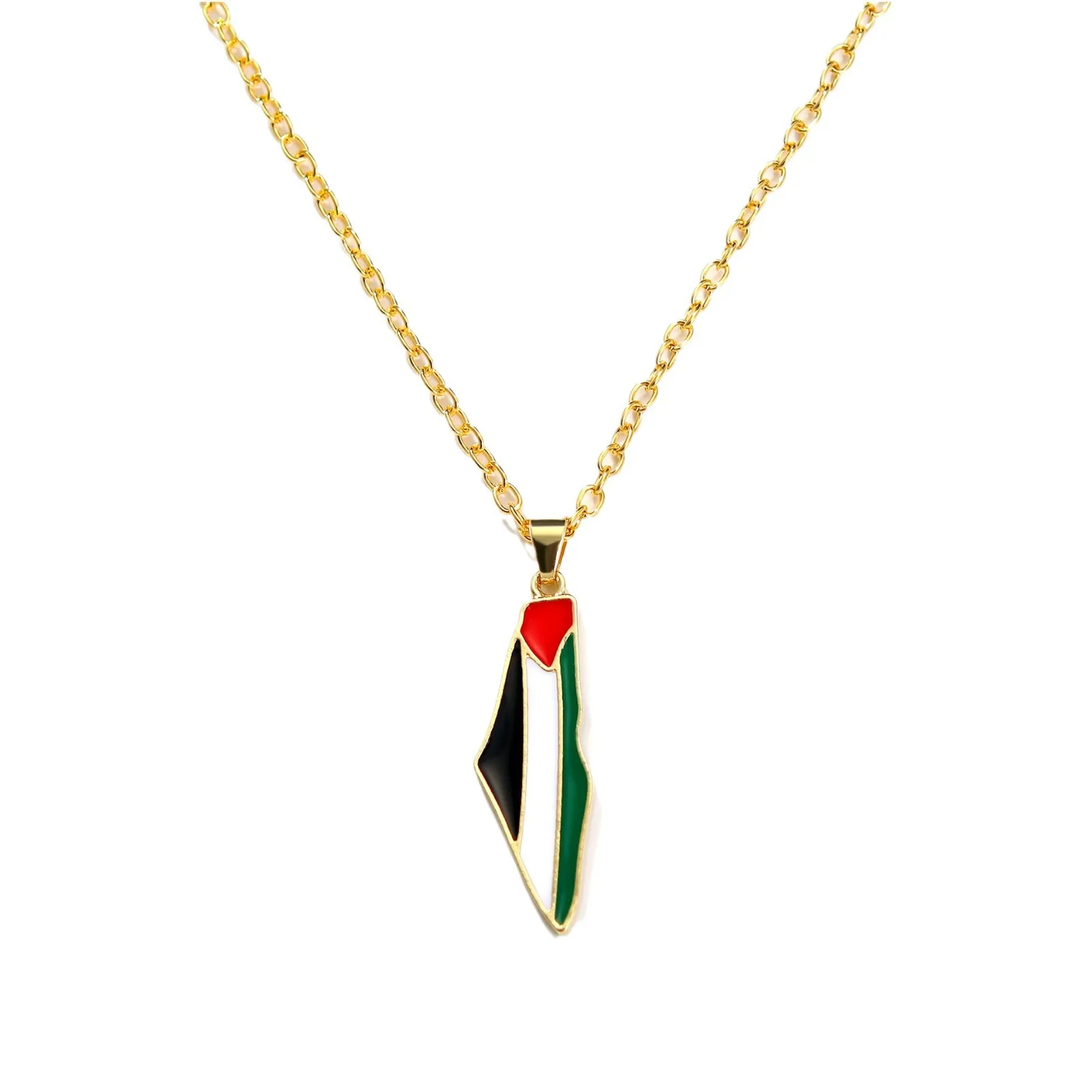 Wholesale Cheap Palestine Flag Map Necklace Stainless Steel Silver And Gold Palestine Pendant for Women and Men