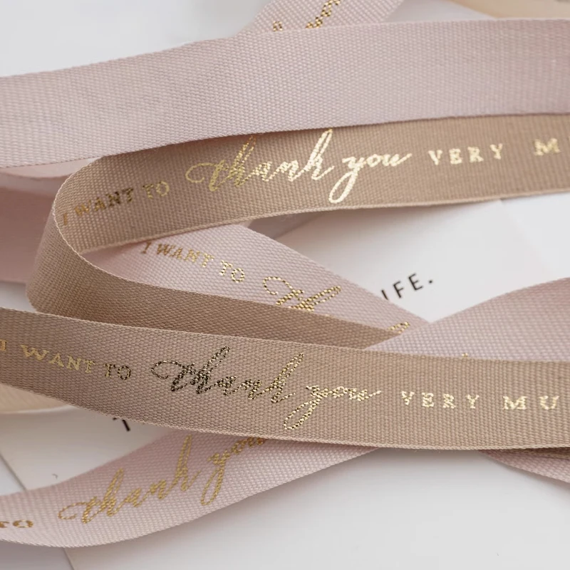 Eco-friendly gift wrap ribbon custom cotton ribbon with logo you thank ribbon
