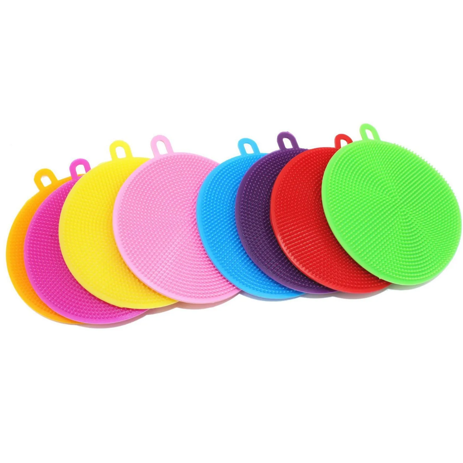 DS4377 Double Sided Silicone Scrubber Dish Brush Kitchen Reusable Rubber Sponges Pad Food Grade Silicone Sponge for Dishes