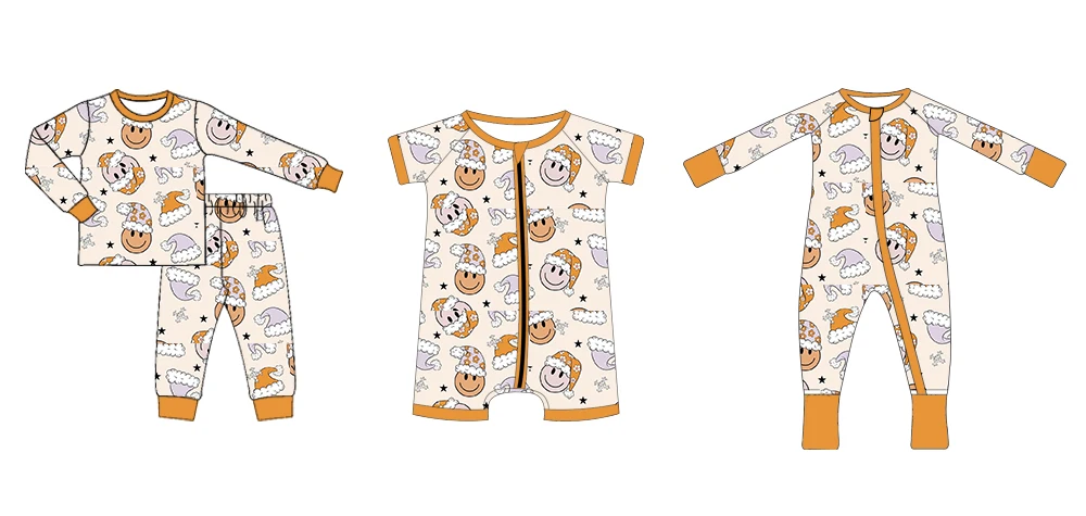 Custom Solid Bamboo Two Way Zipper Baby long sleeve Romper Footie Pajamas Baby clothes new born baby Pajamas