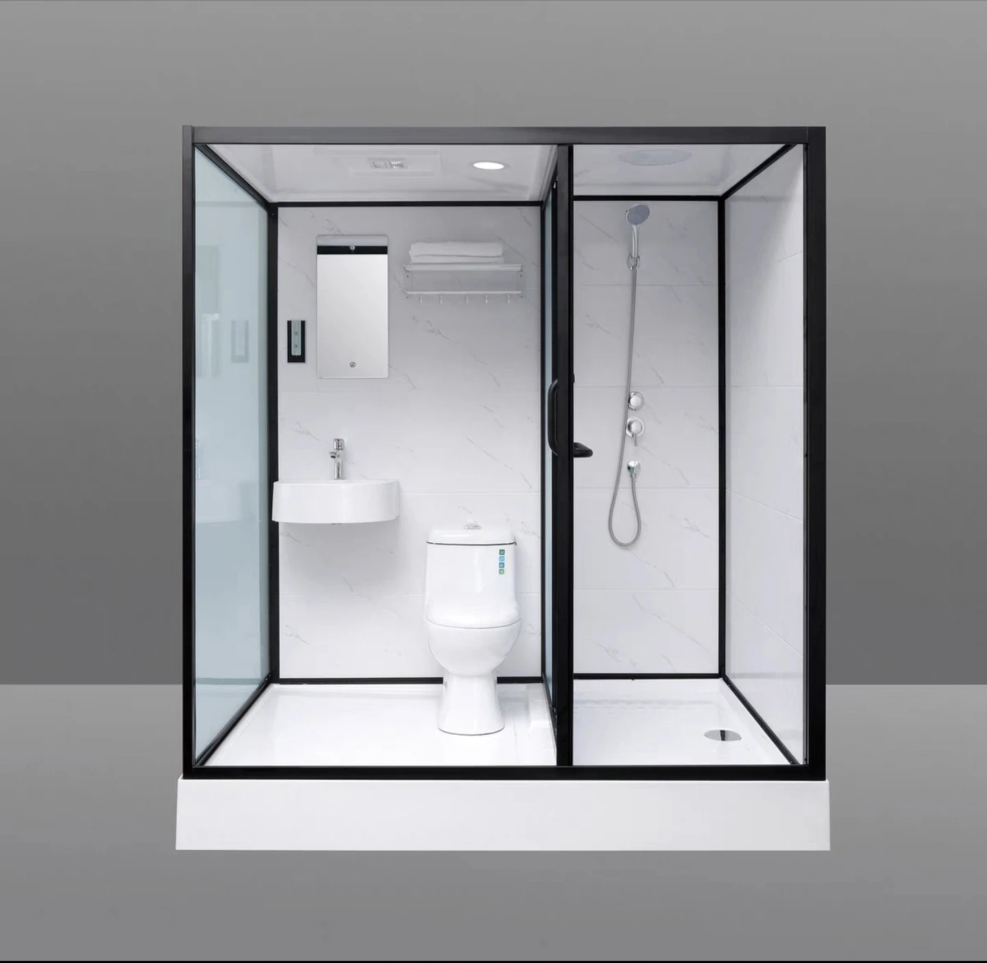 KMRY Cheap Factory Direct 5mm Matt Glass dry and wet separation shower cabins walk in shower enclosures prefab bathroom unit