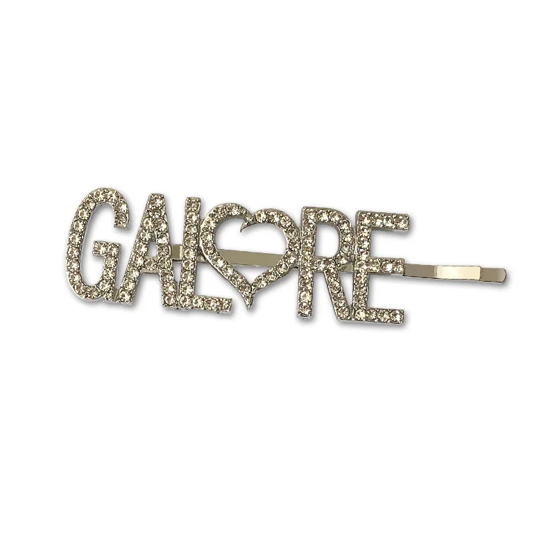 Custom words rhinestone English letter GALORE love heart hairpin metal drill SILKY hair clips hair accessories wholesale