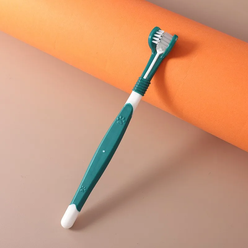 New pet three-head toothbrush General oral cleaning tooth care pet soft bristle toothbrush for cats and dogs