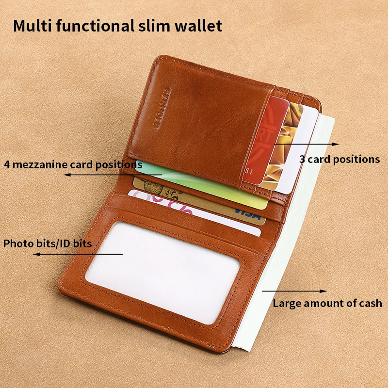 Wallet for men 2024 new real pickup bag, integrated anti demagnetization wallet, ultra-thin short clip mini wallet silver wallet