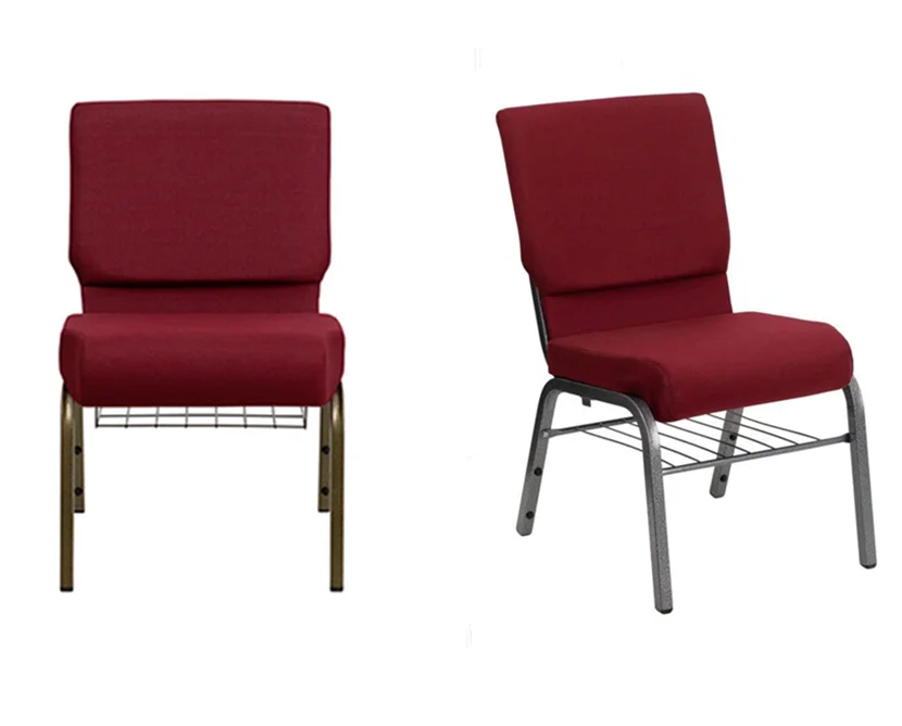 Factory price stacking church chairs, church furniture with book rack, hotel lobby chairs