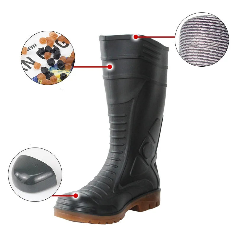 Manufacturer factory custom safety shoes for men steel toe boots Anti smashing slip resistant pvc gumboots