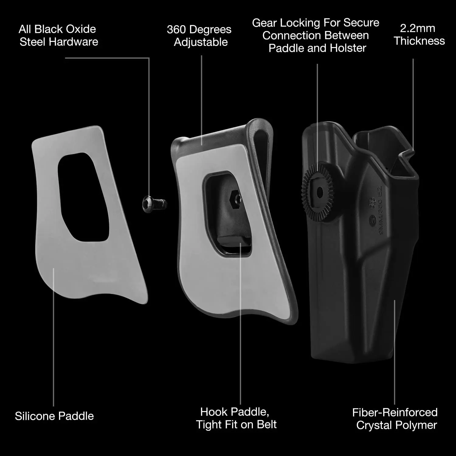 Gun&Flower Polymer Universal Holster with Level II Index Release Gun HOlster