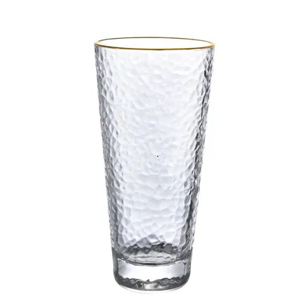 TTOK Hot Sale Rim Malleolar Stria Cup Gold US Style Crystal Highball Water Glass Tall Drinking Glass Party Clear Modern Offered