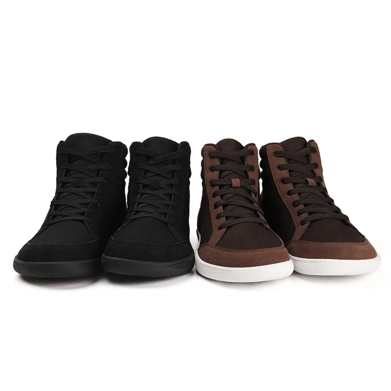 Foot Shaped Rubber Flat Heel High Top Basketball Walking Board Footwear Wide Toe Box Canvas Minimalist Barefoot Shoes