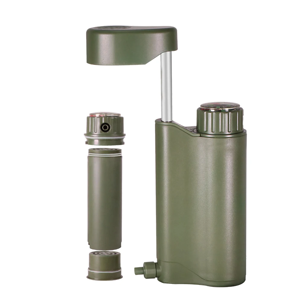 Portable Hand Pump Water Filter Straw Outdoor Water Purifier Booster Pump with Replaceable Carbon 0.01 Micron Filter