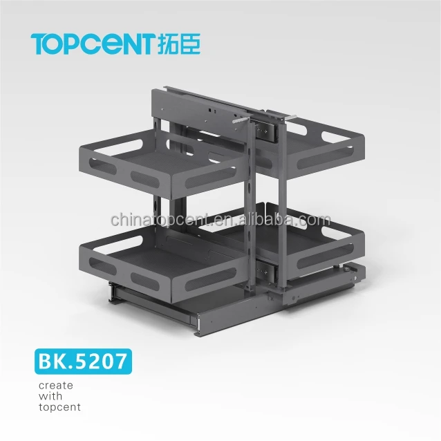 TOPCENT High Quality Hardware Soft Closing Pull Magic Corner Storage Basket Kitchen Cabinet Accessory Home Storage Organization