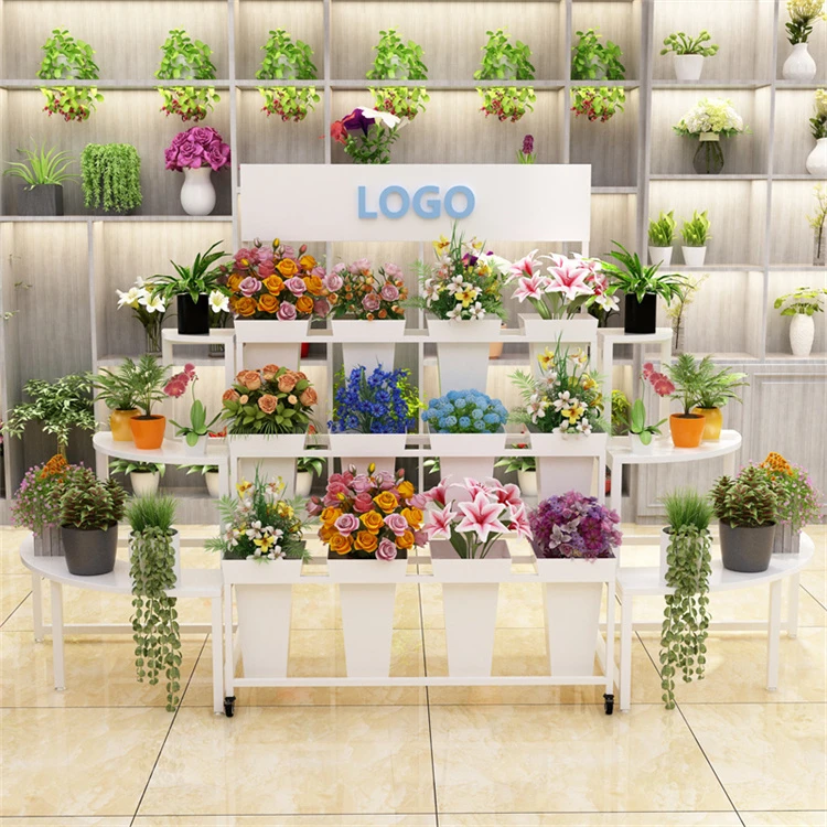 Hot Selling Corner Combination Flower Bucket Display Stand Wholesale Iron Flower Stand