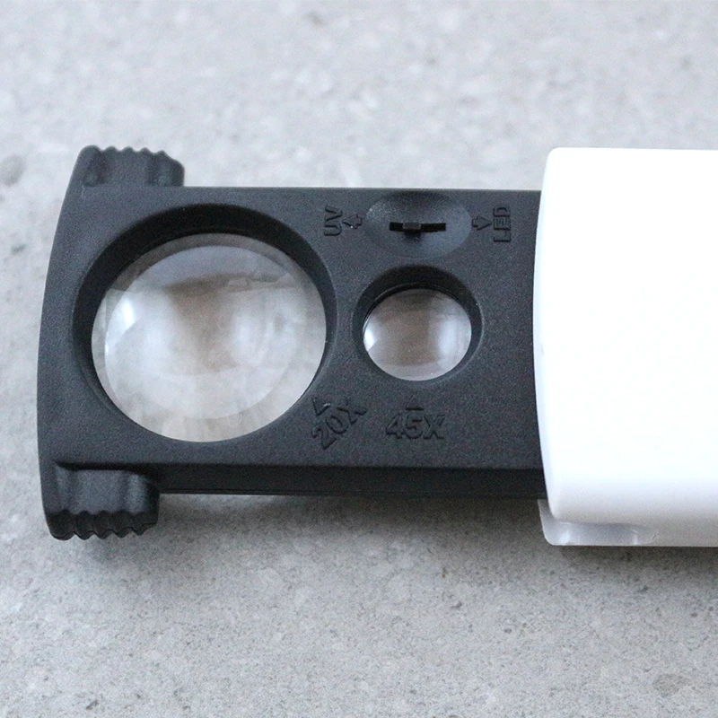 Pocket 20x 45x Dual UV Currency Jewelers Folding Loupe Magnifier with LED & UV