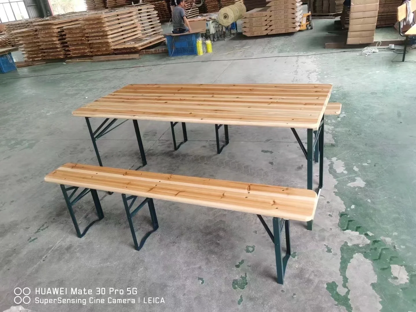 Outdoor Picnic Courtyard Party Dining Folding Brewery Wooden Beer Set Table And Bench For Event