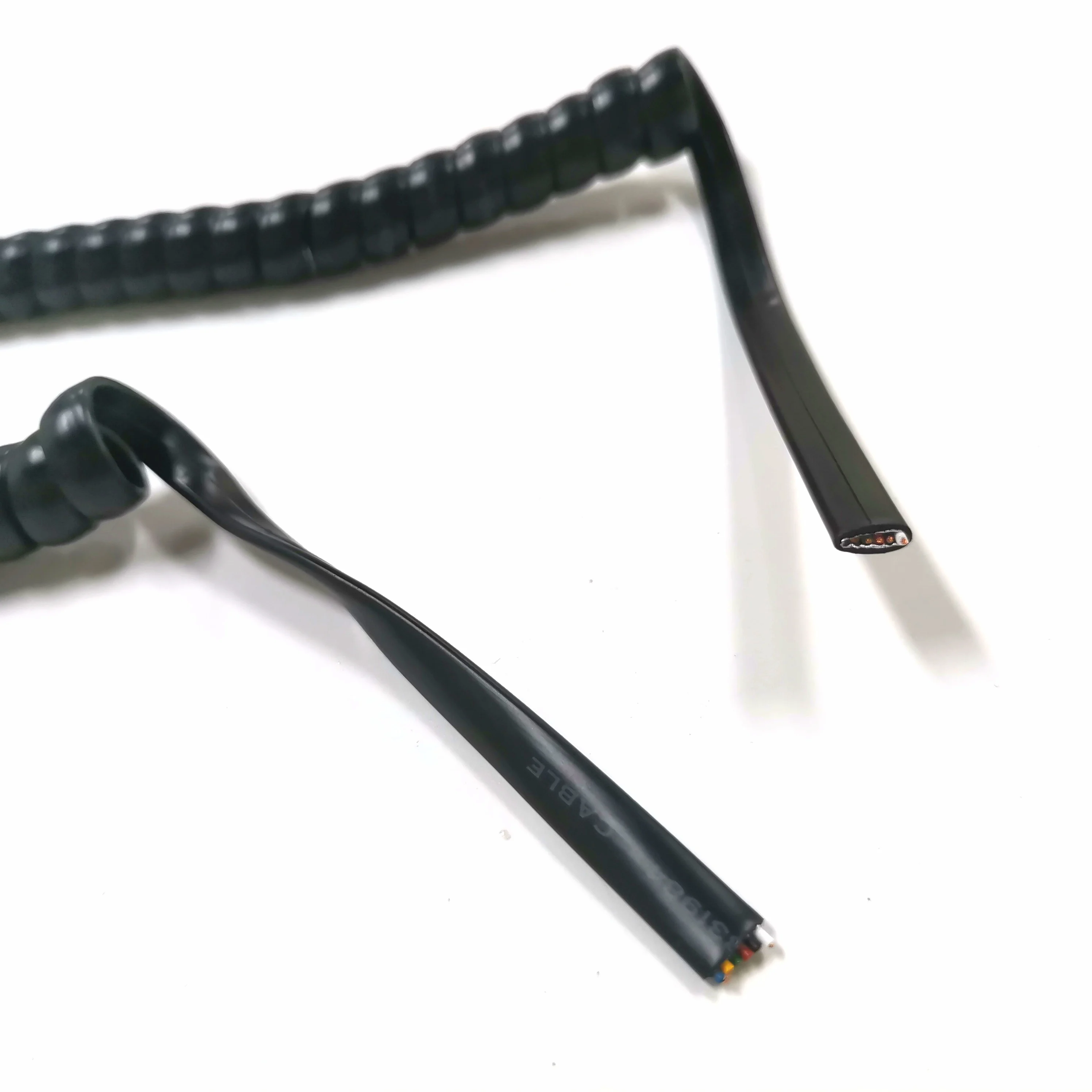 26awg telephone cable flat wire PVC jacket spiral cord black 60cm retracted curl length