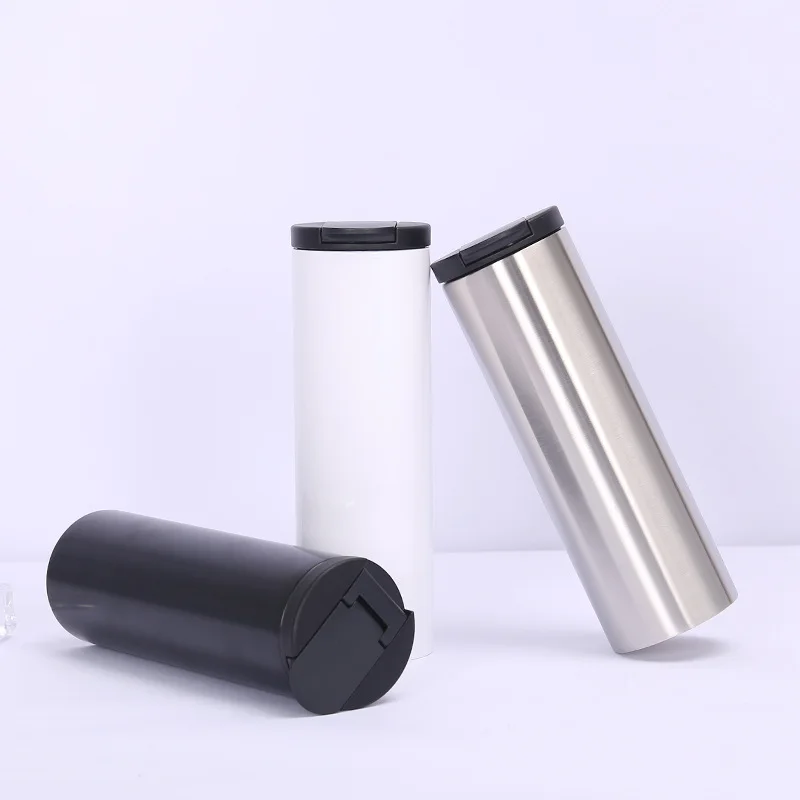17oz Skinny White Straight Sublimation Blanks Stainless Steel Tumblers thread seal With screw lid