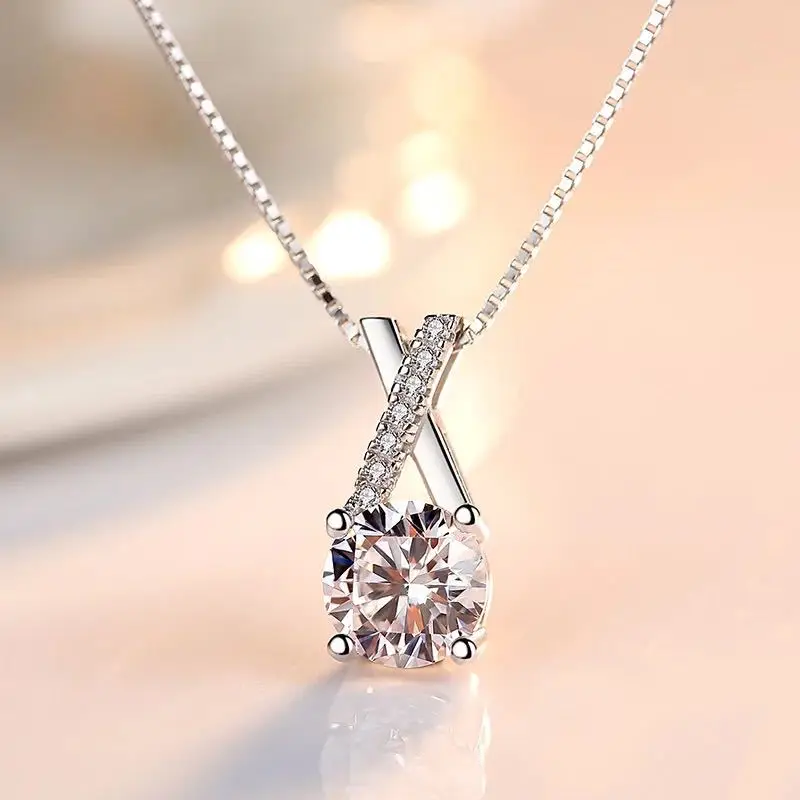 women fashion necklaces big diamond pendant for necklace wholesale zircon necklace Engagement silver luxury jewelry
