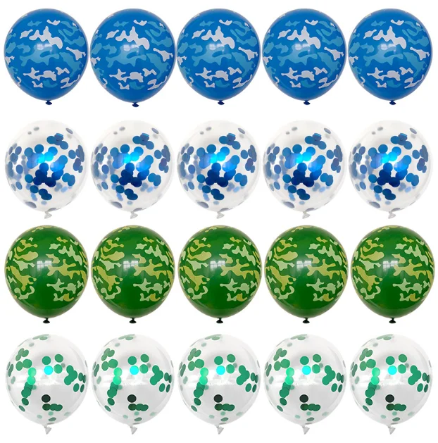 Military Theme Birthday Party Camouflage Happy Flags Fighter tank Foil Balloons Latex Arch Cake Toppers